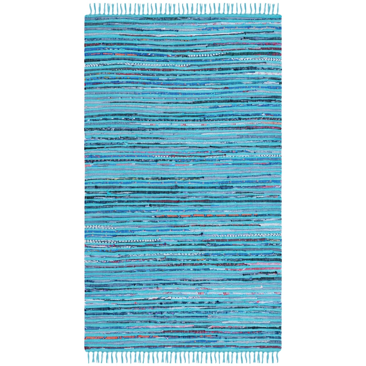 Safavieh Rag Rug Rar125C Handwoven Turquoise / Multi Rug Area Rug Carpet Shag